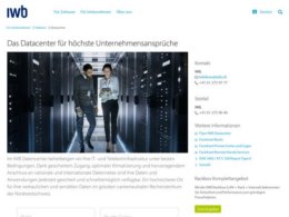Printscreen du site web https://www.iwb.ch/Fuer-Unternehmen/Telekom/Datacenter.html